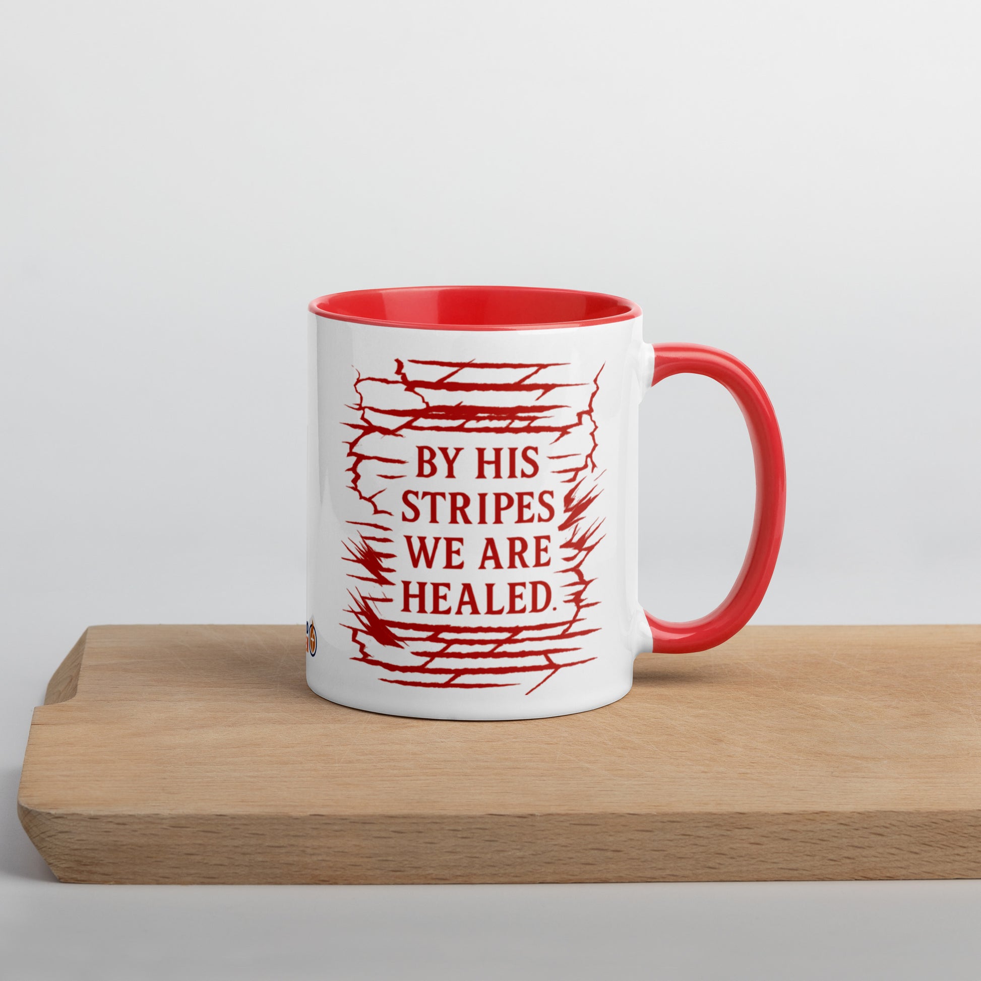 Marked by Stripes Mug with Color Inside - Red - Right Side View