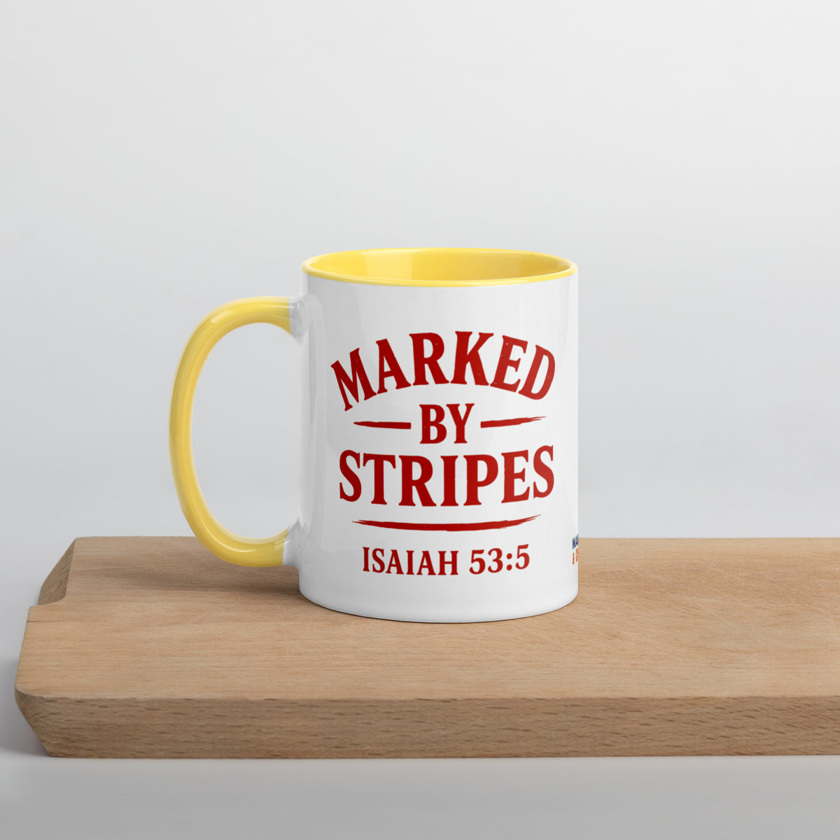 Marked by Stripes Mug with Color Inside - Yellow - Left Side View