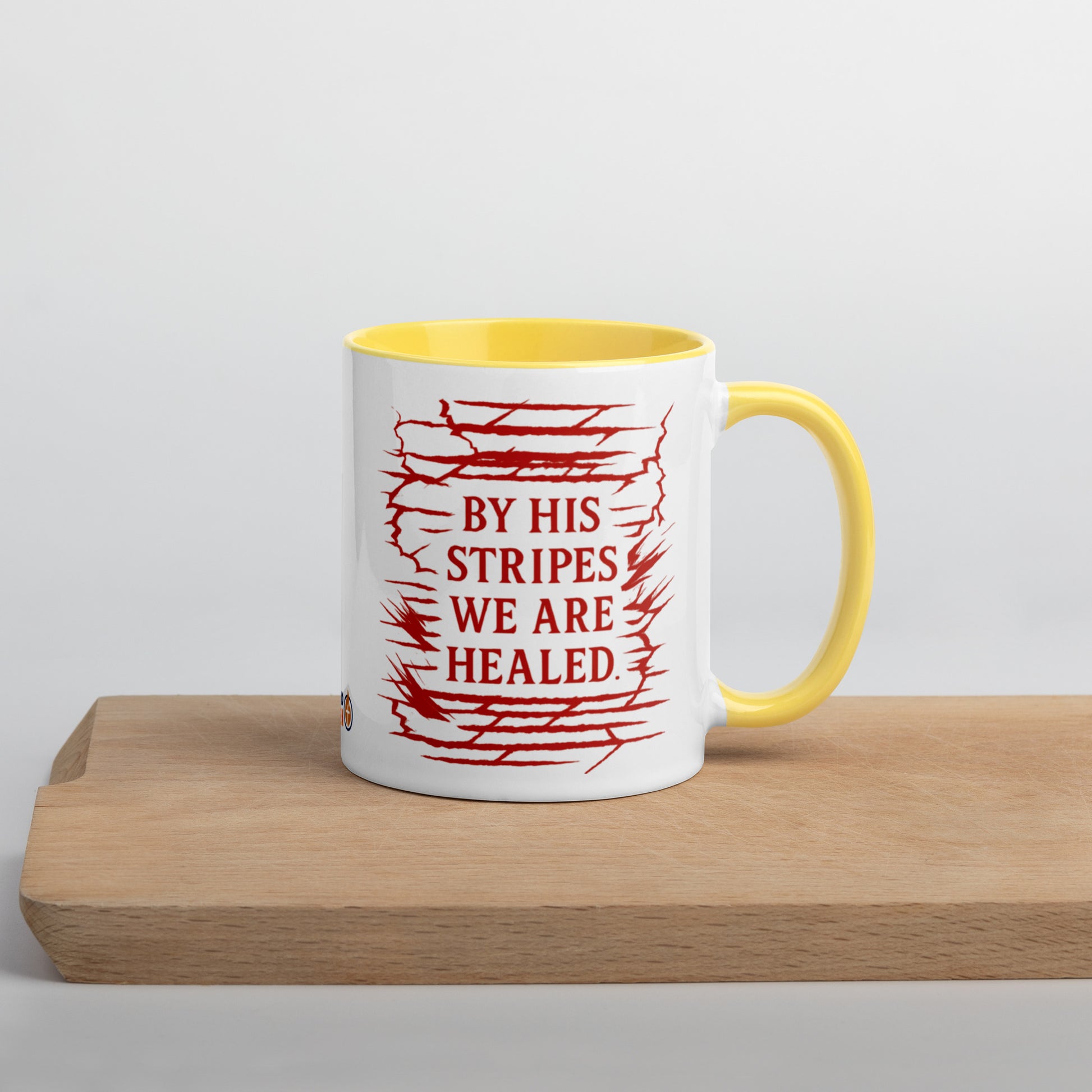 Marked by Stripes Mug with Color Inside - Yellow - Right Side View
