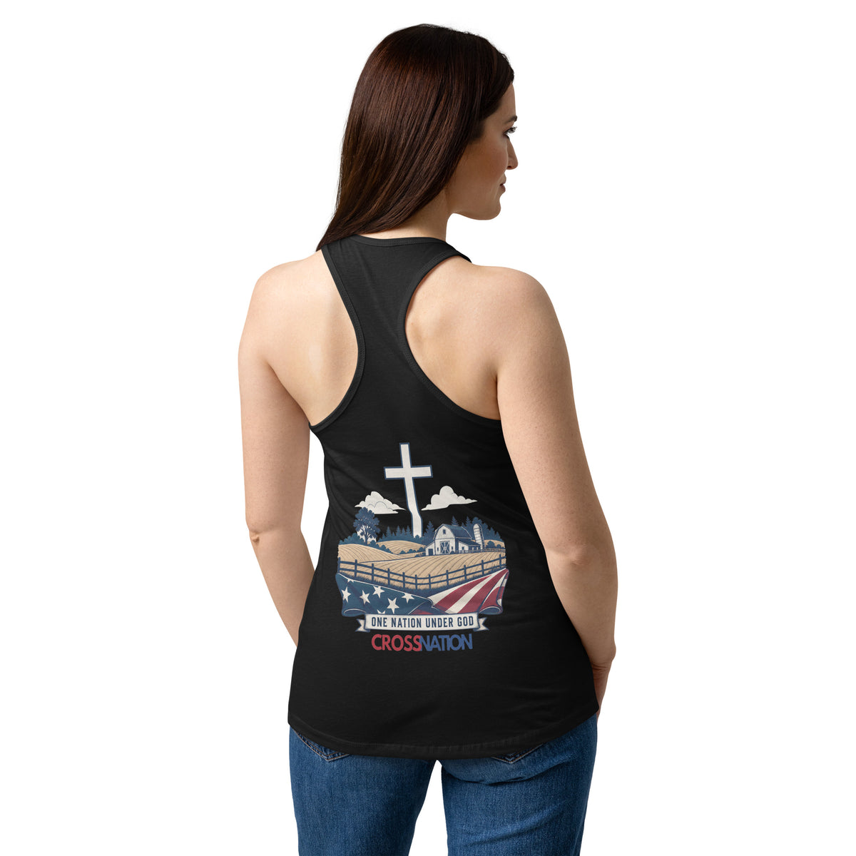 Women’s Heartland Racerback Tank Top - Black - Back View