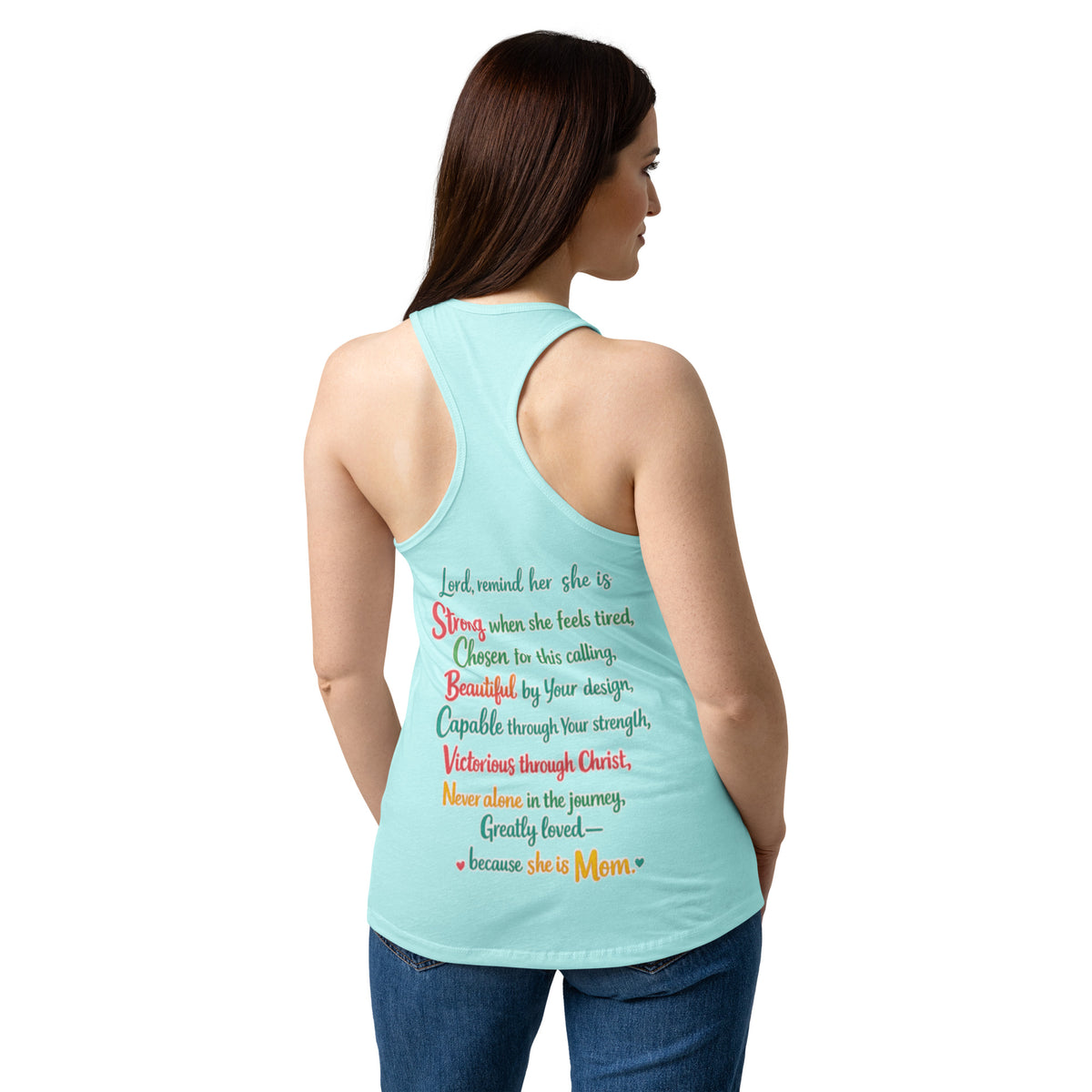 She is Mom Racerback Tank Top - Cancun - Back View