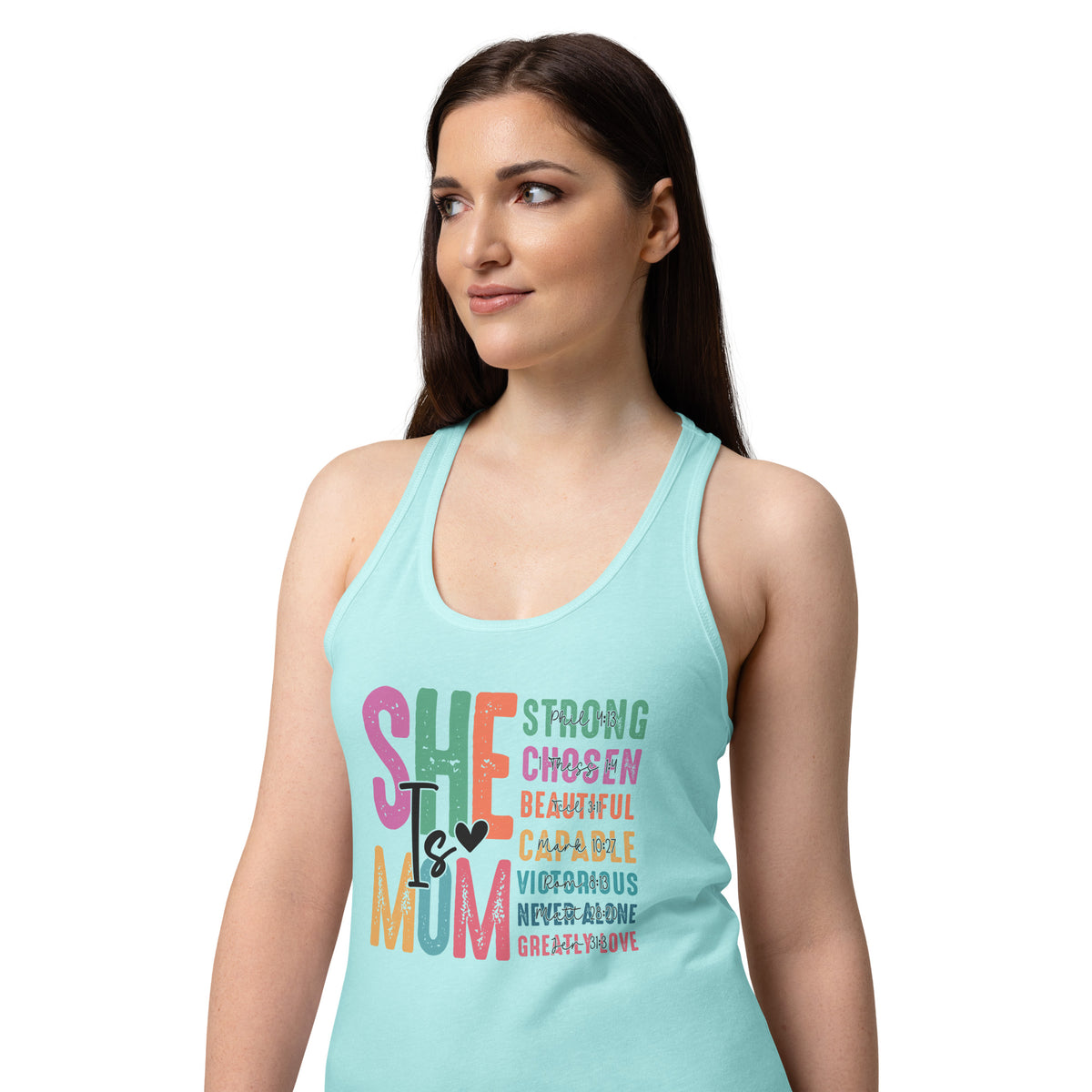 She is Mom Racerback Tank Top - Cancun - Back View 3