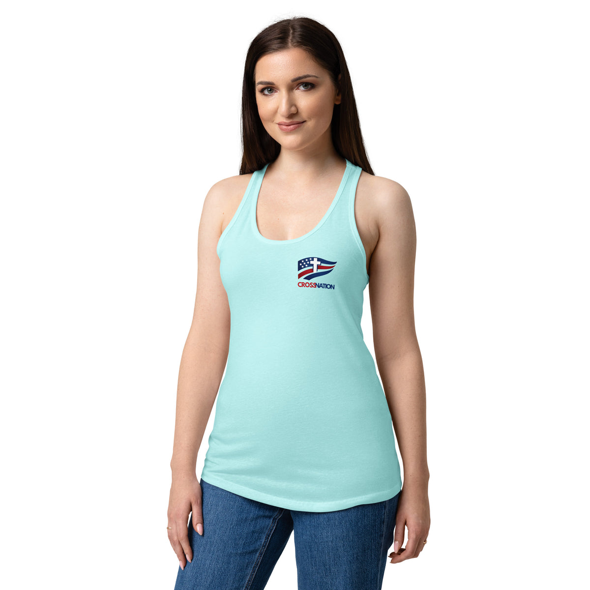 Women’s Victory in Christ Racerback Tank Top - Cancun - Back View 4