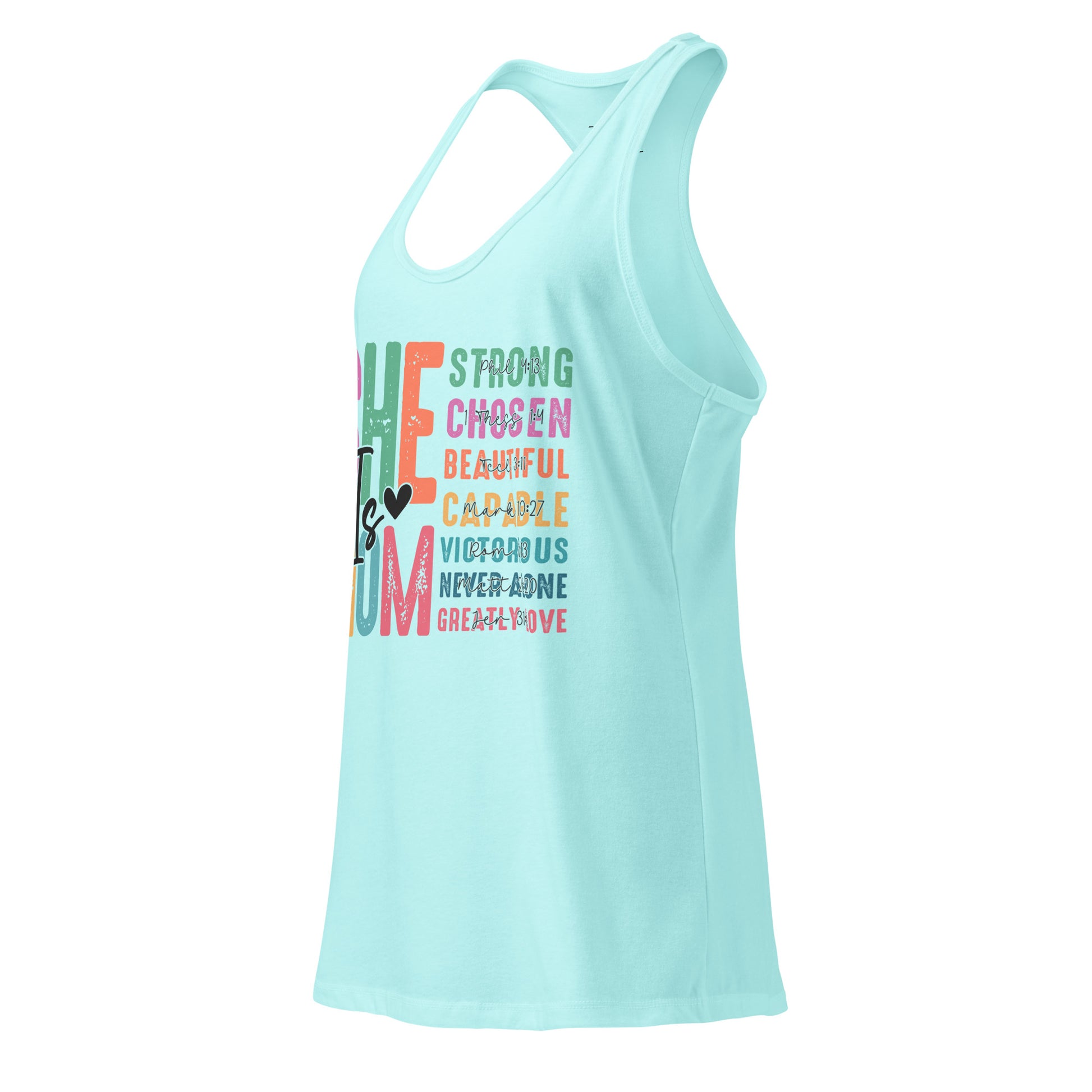 She is Mom Racerback Tank Top - Cancun - Left Front View