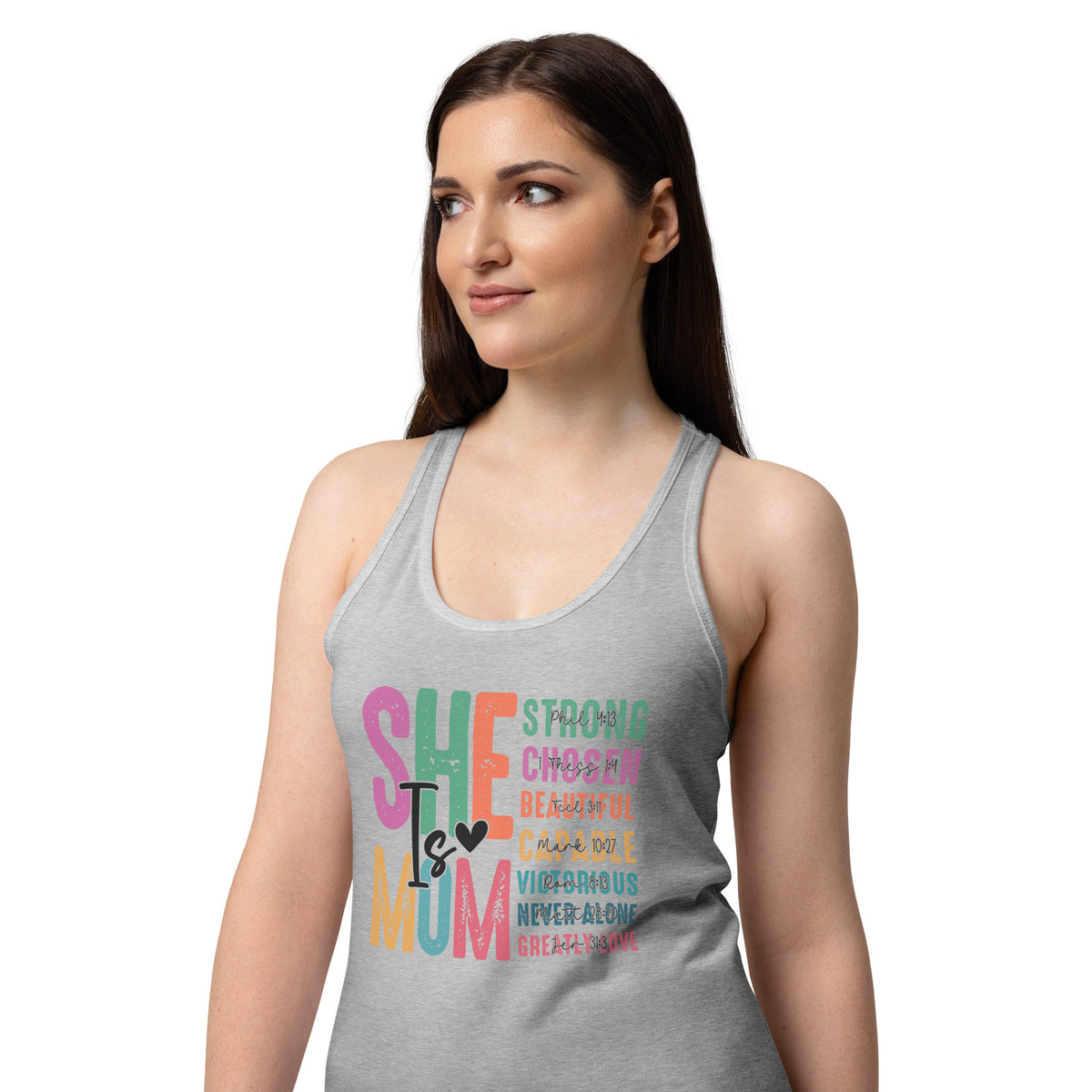 She is Mom Racerback Tank Top - Heather gray - Back View 3