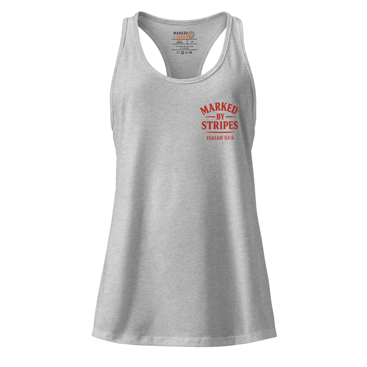 Women’s Marked by Stripes Tank Top - Heather gray - Back View 2