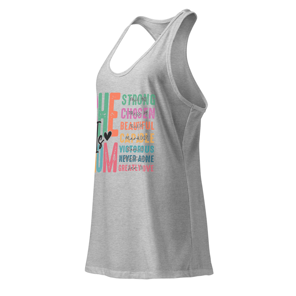 She is Mom Racerback Tank Top - Heather gray - Left Front View