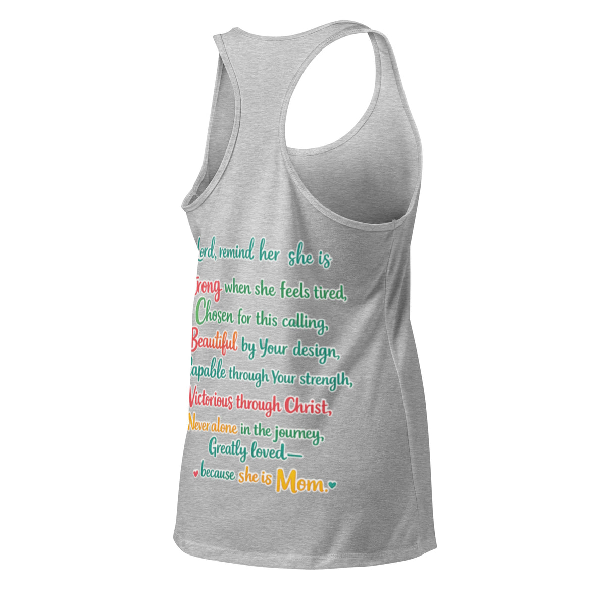 She is Mom Racerback Tank Top - Heather gray - Right Back View