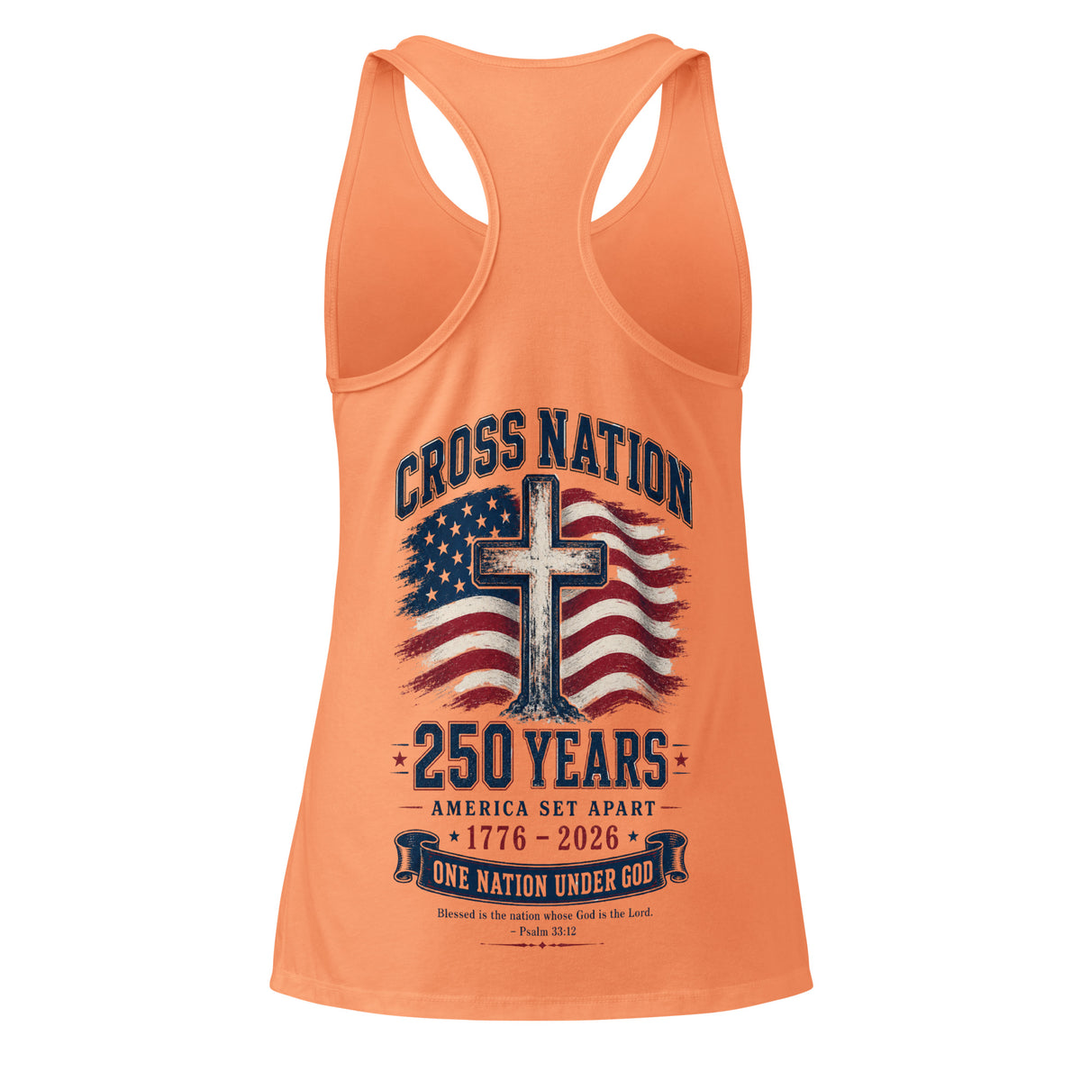 Women’s America 250th Racerback Tank Top - Light Orange - Back View