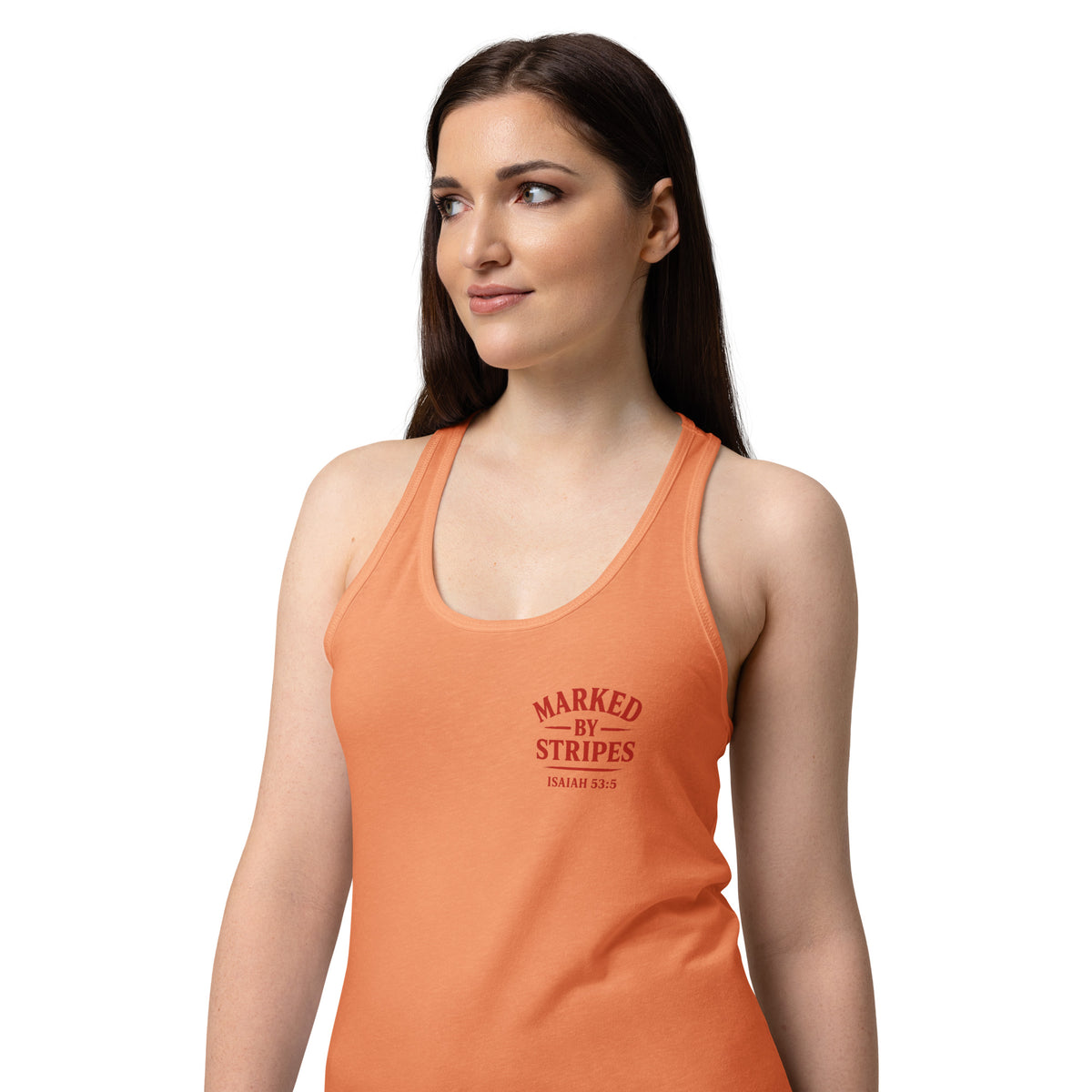 Women’s Marked by Stripes Tank Top - Light Orange - Back View 3