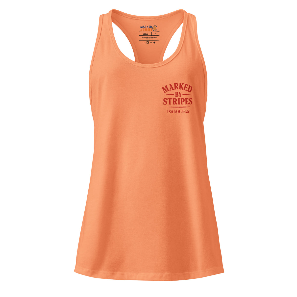Women’s Marked by Stripes Tank Top - Light Orange - Back View 5