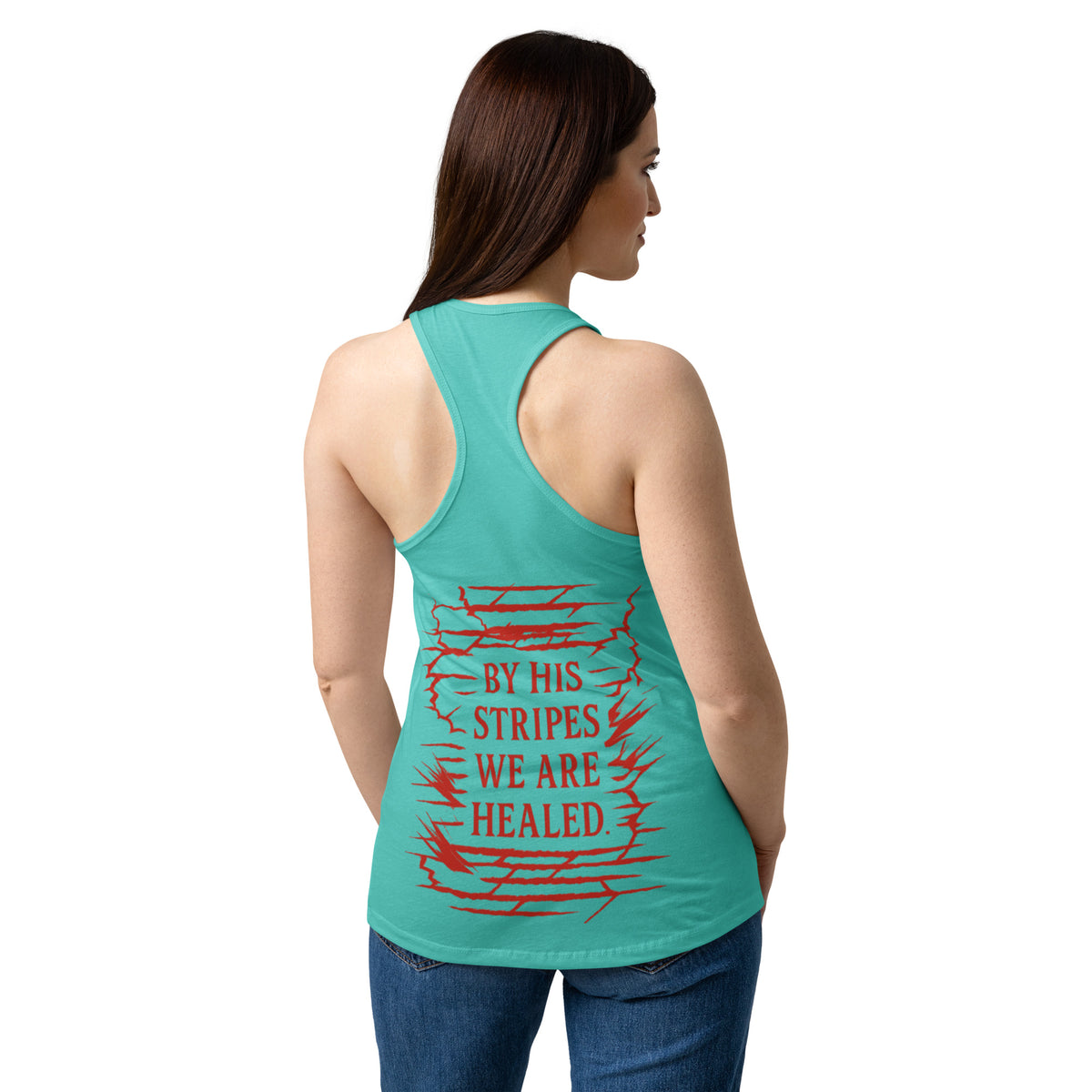 Women’s Marked by Stripes Tank Top - Tahiti Blue - Back View