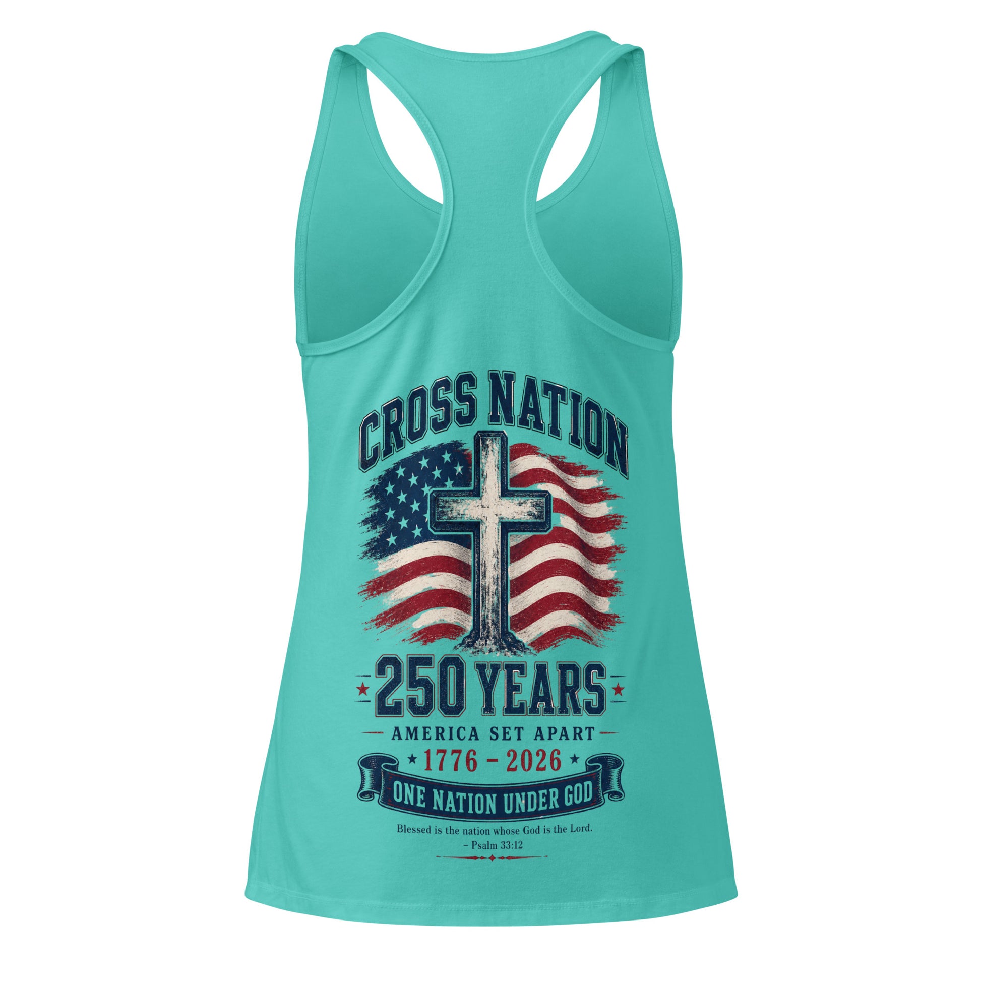 Women’s America 250th Racerback Tank Top - Tahiti Blue - Back View