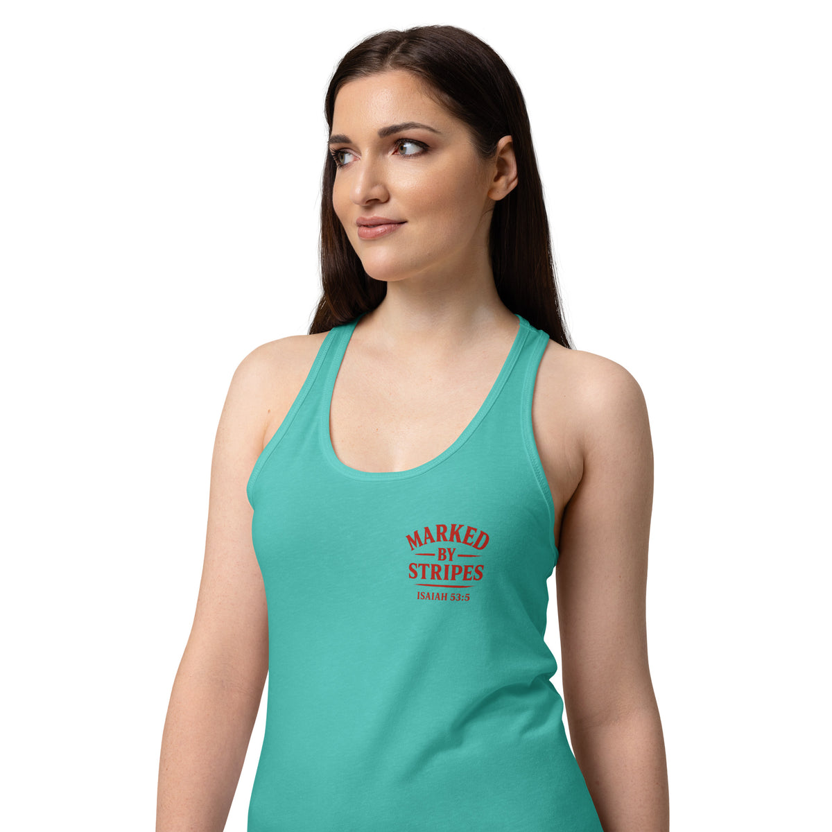 Women’s Marked by Stripes Tank Top - Tahiti Blue - Back View 3