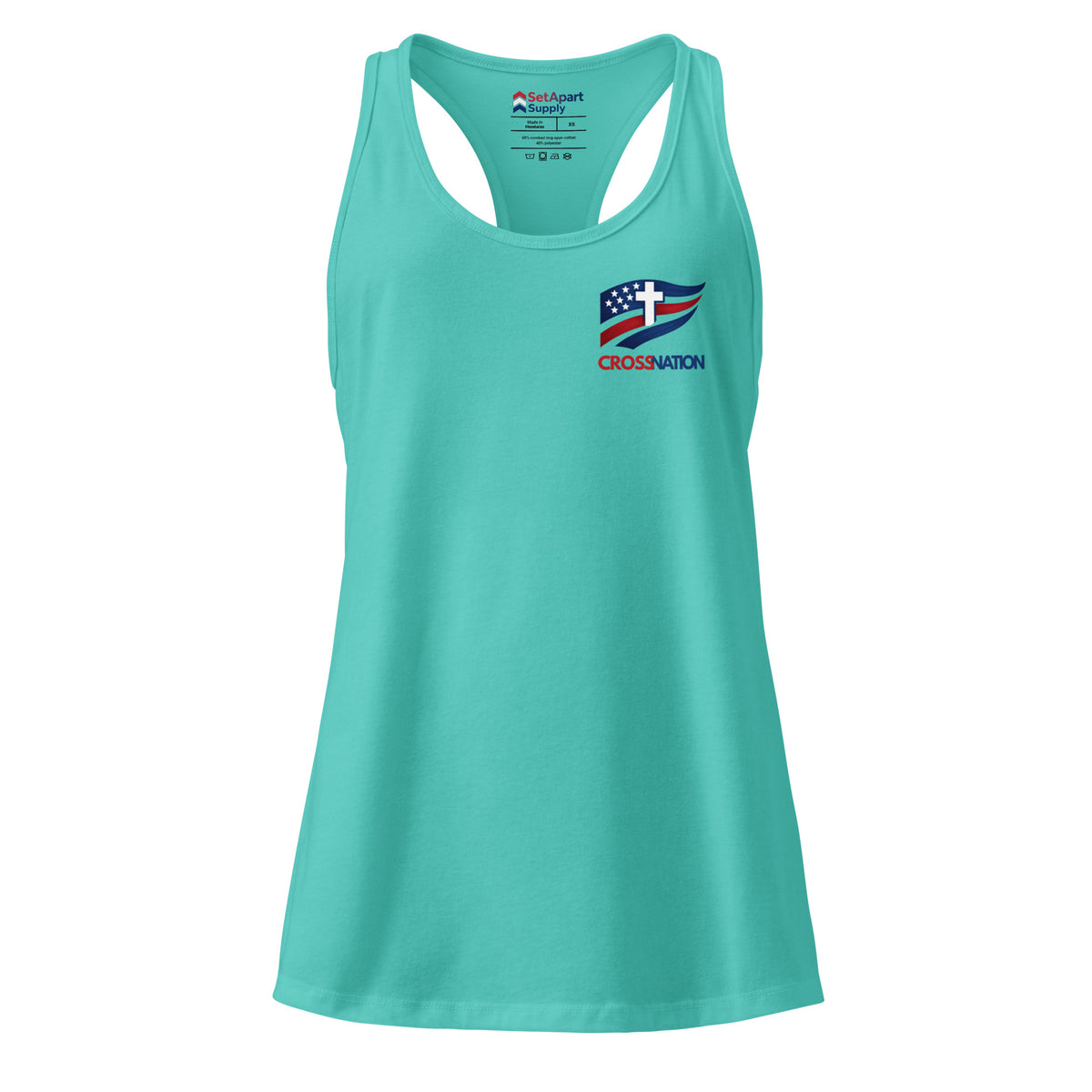 Women’s Victory in Christ Racerback Tank Top - Tahiti Blue - Back View 2