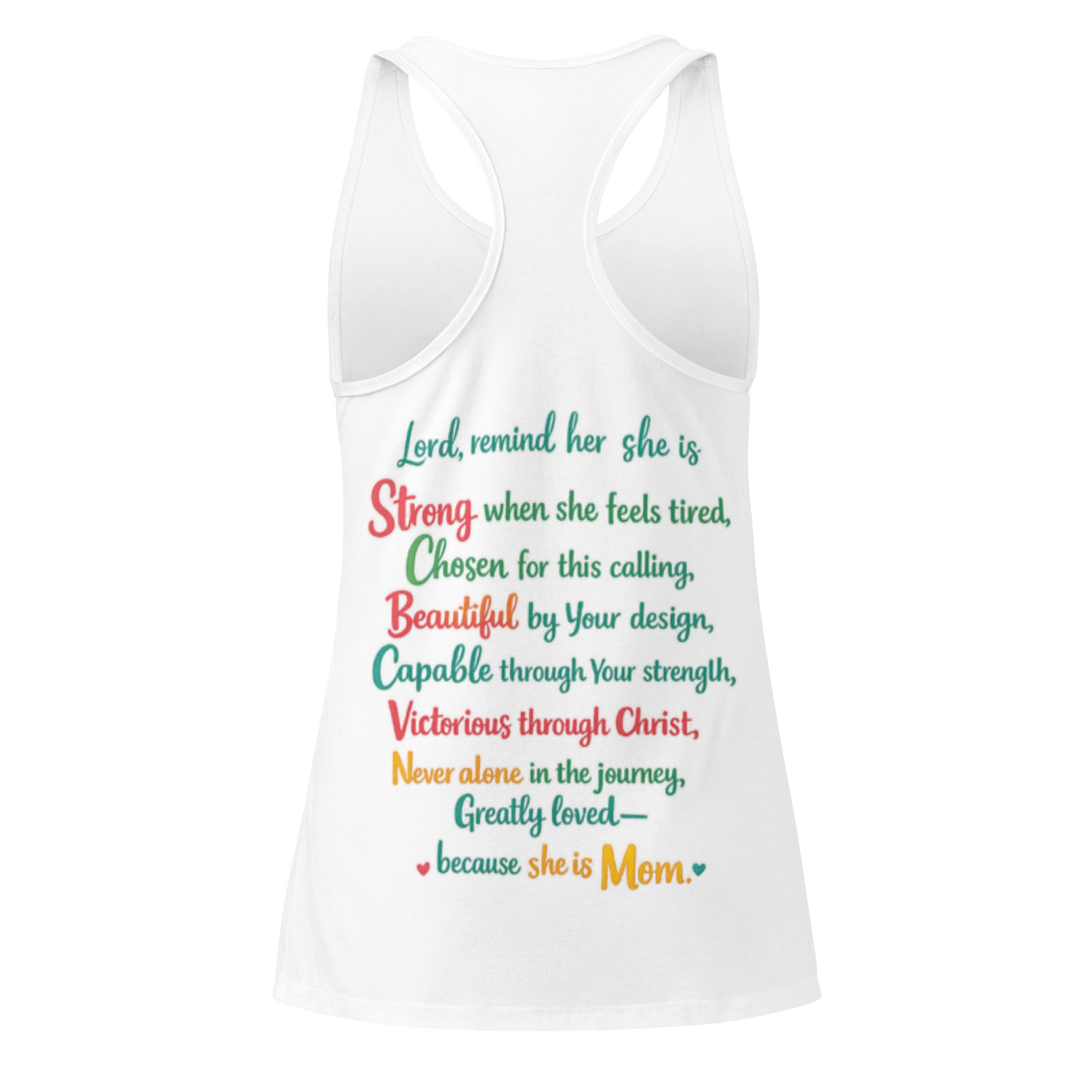 She is Mom Racerback Tank Top - White - Back View 2