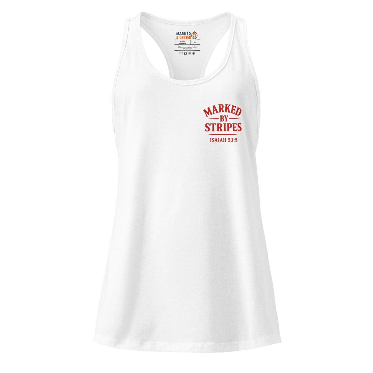 Women’s Marked by Stripes Tank Top - White - Back View 2