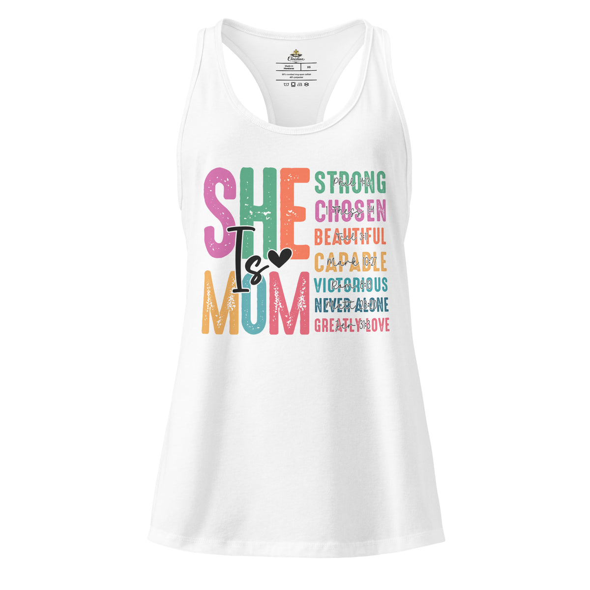 She is Mom Racerback Tank Top - White - Back View 5