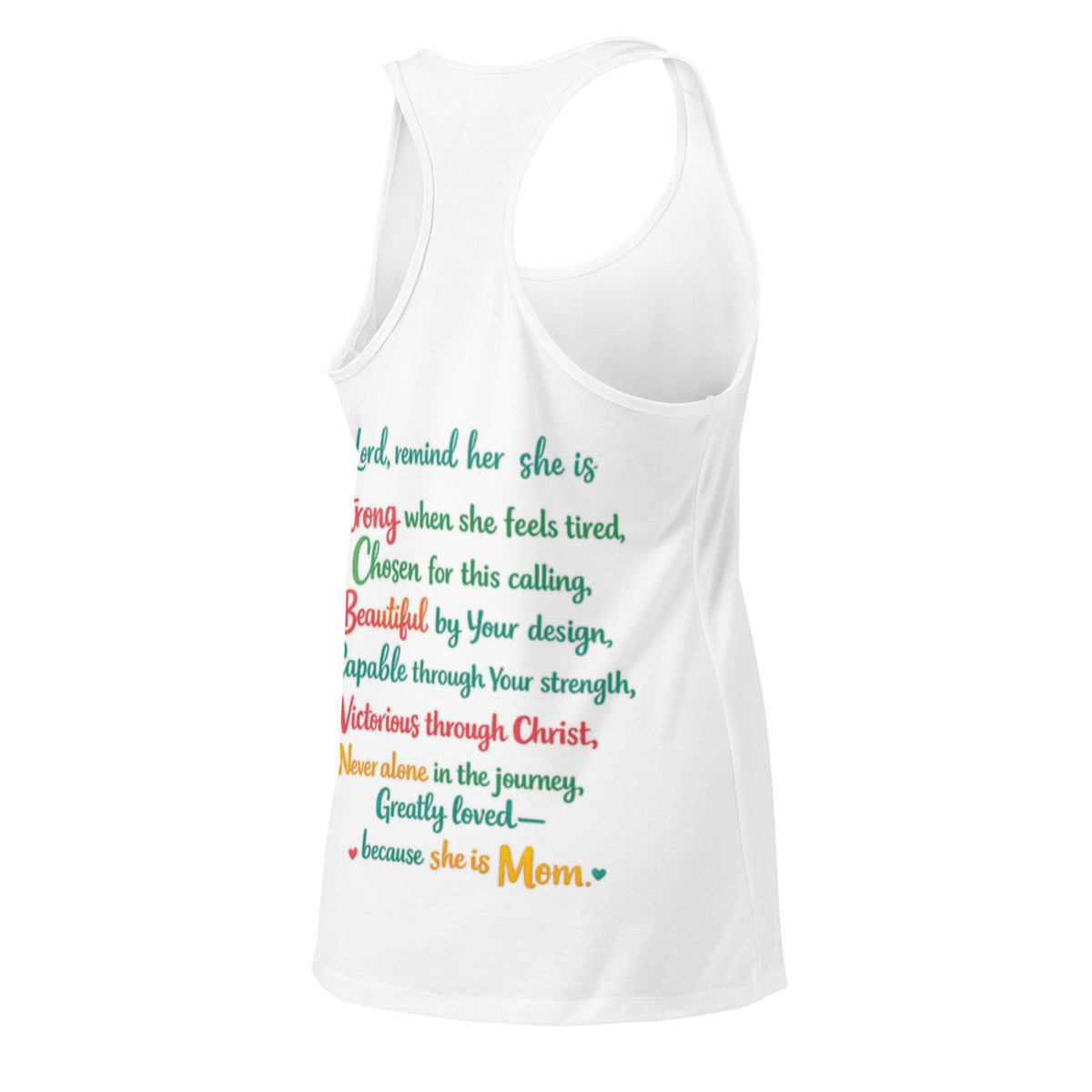 She is Mom Racerback Tank Top - White - Right Back View